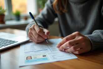 Conducteur français remplissant formulaire de changement d'adresse