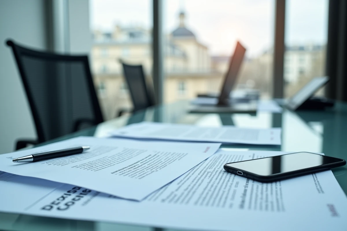 Documents officiels et textes réglementaires sur la formation VTC par équivalence posés sur un bureau moderne