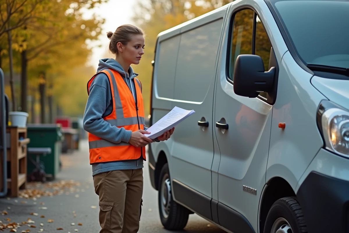 Femme vérifiant un plan à côté d