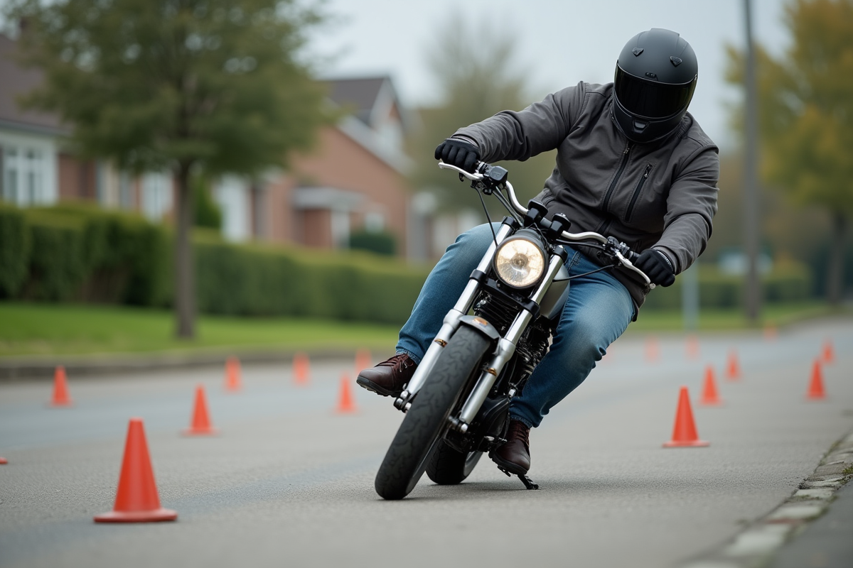 Homme en formation pratique sur un circuit urbain