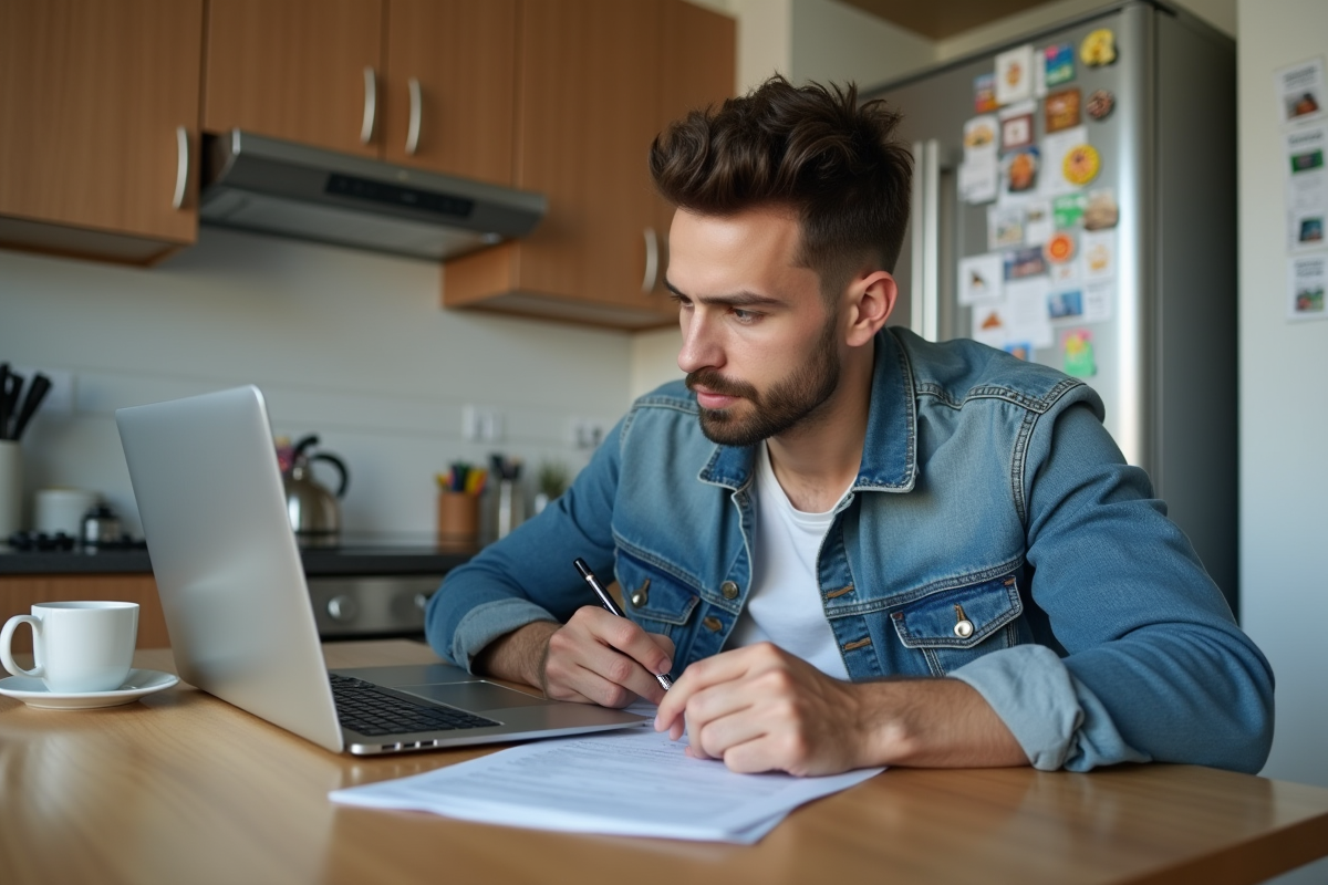 Jeune homme remplissant un formulaire d